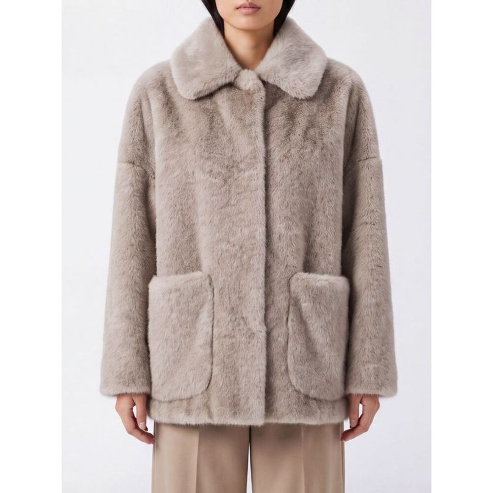 Herno Women Faux Fur Coat Herno With Classic Collar And Dropped Shoulders